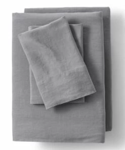 Outlet ✨ Garment Washed Belgian Flax Linen Breathable Bed Sheet Set White 🔥
