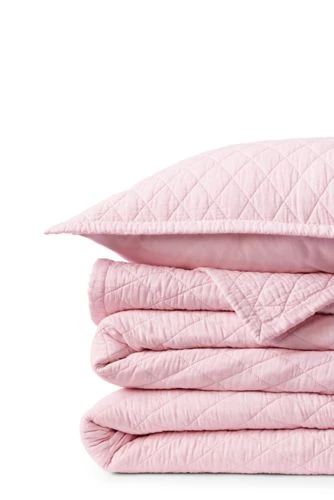 Discount 😍 Solid Diamond Double Voile Quilt Soft Tea Rose ✔️