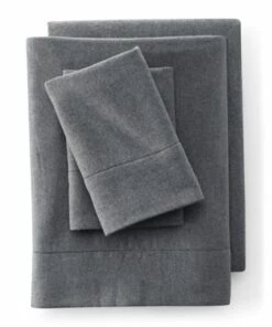 Best Pirce 😀 Luxe Supima Cotton Heathered Flannel Bed Sheet Set Arctic Gray Heather 🔥