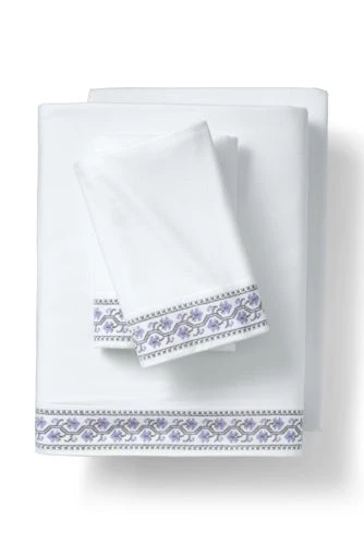 Best Sale 😉 Comfy Super Soft Flannel Embroidered Bed Sheet Set Lavender Cloud Floral Stripe 🔔