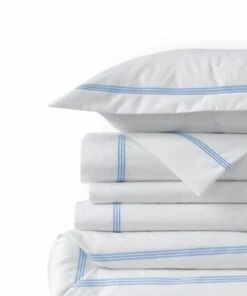 Cheapest ⭐ 400 Thread Count Premium Supima Cotton No Iron Sateen Embroidered Duvet Bed Cover Shale Gray Stripe 🥰