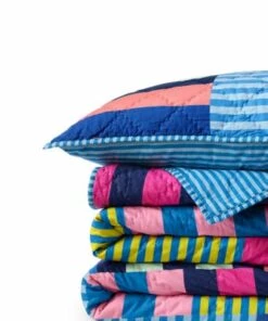 Buy 🎉 Multi Stripes Colorblock Quilt Deep Sea Navy Mixed Stripes 🌟