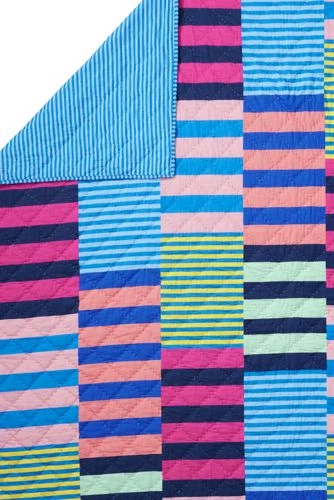 Buy ๐ Multi Stripes Colorblock Quilt Deep Sea Navy Mixed Stripes ๐ - Image 2