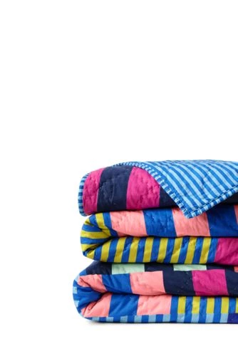 Buy ๐ Multi Stripes Colorblock Quilt Deep Sea Navy Mixed Stripes ๐ - Image 4