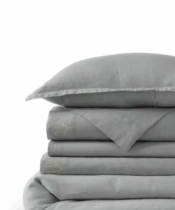 Buy ⌛ Garment Washed Belgian Flax Linen Breathable Duvet Bed Cover White 😀