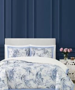 Cheap ⌛ Charisma Marquise Jacquard Print Comforter Set Blue ❤️