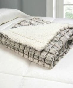 Best Sale ✔️ Blue Ridge Home Fashions MicroMink Sherpa Reversible Throw Blanket Navy 🌟