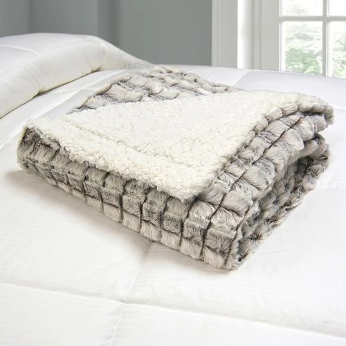 Best Sale โ๏ธ Blue Ridge Home Fashions MicroMink Sherpa Reversible Throw Blanket Navy ๐