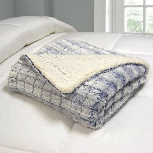 Best Sale โ๏ธ Blue Ridge Home Fashions MicroMink Sherpa Reversible Throw Blanket Navy ๐ - Image 7