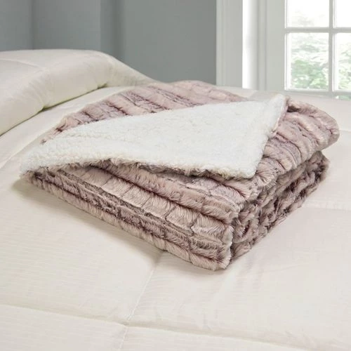 Best Sale โ๏ธ Blue Ridge Home Fashions MicroMink Sherpa Reversible Throw Blanket Navy ๐ - Image 8