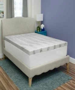 Promo ❤️ SensorPedic 3 inch Charcoal Infused Memory Foam Mattress Topper White/Grey 🤩