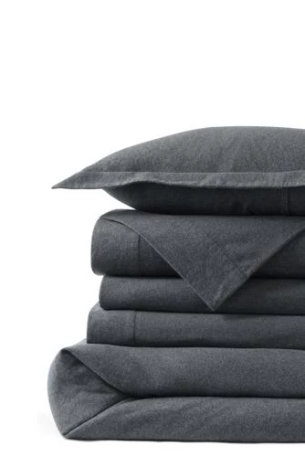 Best Sale ๐งจ Luxe Supima Cotton Heathered Flannel Duvet Bed Cover Classic Gray Heather ๐