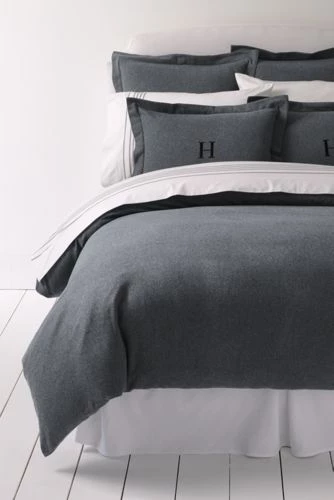 Best Sale ๐งจ Luxe Supima Cotton Heathered Flannel Duvet Bed Cover Classic Gray Heather ๐ - Image 4
