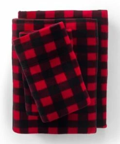 Best deal 😍 Fleece Print Sheet Set Rich Red/Black Buffalo Check 👏