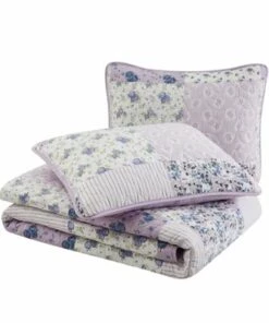 Best Sale 🛒 Cannon Elissa Patchwork Quilt Set White/Purple 💯