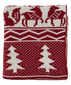 New 🌟 Saro Lifestyle Knitted ❄ Christmas Throw Blanket Deer 👏