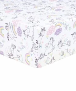 Promo 👏 Trend Lab Playful Unicorns Jersey Fitted Crib Sheet ⭐