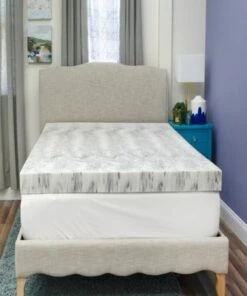 Cheapest 😍 SensorPedic 4 inch Charcoal Infused Memory Foam Mattress Topper White/Grey ❤️