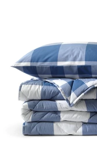 Budget ❤️ Easy Care Cotton Percale Gingham Comforter Large Light Blue Gingham 🔥 - Image 10