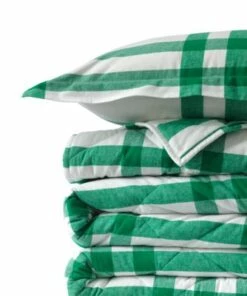 Budget ๐ 6 oz Supima Flannel Printed Comforter Ivory/Emerald Winter Plaid ๐ฅฐ