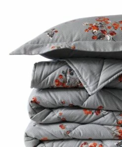 Best Pirce 🎉 6 oz Supima Flannel Printed Comforter Dark Cameo Gray Berry Floral 🤩