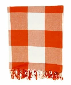 Discount 🥰 Saro Lifestyle Buffalo Plaid Throw Blanket Orange/Black 🤩