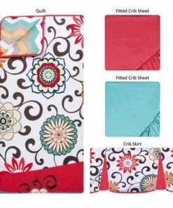 New ✨ Waverly Baby by Trend Lab Pom Pom Play 4 Piece Crib Bedding Set 🌟