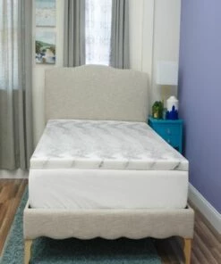 Discount 🤩 SensorPedic 2 inch Charcoal Infused Memory Foam Mattress Topper White/Grey 🎉