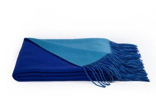 Deals 🥰 A and R Cashmere Wool and Cashmere Blend Reversible Throw Blanket Cobalt/Tiffany 🎉 - Image 5