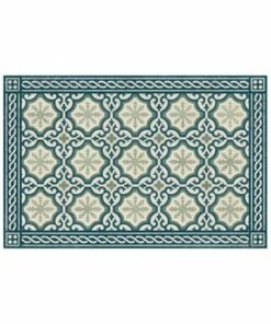 Outlet 😀 Bungalow Flooring Skid Resistant Medallion Print Floor Mat Sage 🔔