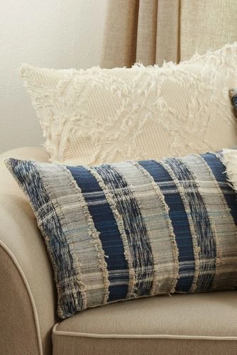 Best deal 😀 Saro Lifestyle Striped Woven Cotton Decorative Throw Pillow Blue 👍 - Image 3
