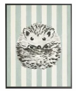 Best Sale 🔥 Antique Curiosities Baby Hedgehog with Stripes Small Framed Wall Art Navy 💯