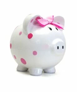 Discount 🔥 Child to Cherish Ceramic Pink Polka Dot Piggy Bank ✨