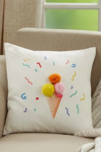 Coupon 👏 Saro Lifestyle Ice Cream Cone Pom-Pom Decorative Throw Pillow 😍 - Image 3