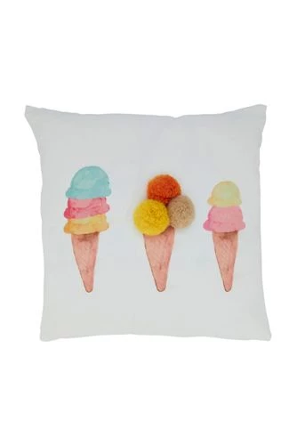 Deals ✔️ Saro Lifestyle Ice Cream Cones Pom-Pom Decorative Throw Pillow 🎉