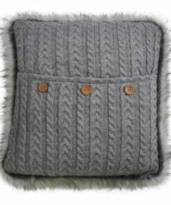 New 🥰 Saro Lifestyle Faux Fur Trim Knit Decorative Throw Pillow Ivory 🥰