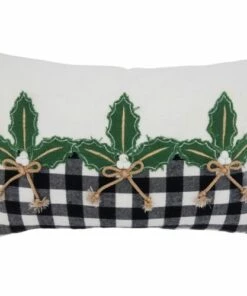 Brand new 👏 Saro Lifestyle Holly Buffalo Plaid Border 🎄 Christmas Decorative Throw Pillow ✔️