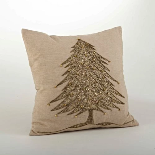 Best Pirce 😉 Saro Lifestyle Beaded 🎅 Christmas Tree Decorative Throw Pillow Silver 😀