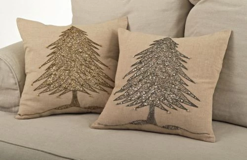 Best Pirce 😉 Saro Lifestyle Beaded 🎅 Christmas Tree Decorative Throw Pillow Silver 😀 - Image 2