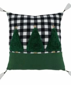 Budget 🔔 Saro Lifestyle Buffalo Plaid ❄ Christmas Trees Decorative Throw Pillow ❤️