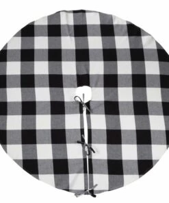New 🌟 Saro Lifestyle Buffalo Plaid 72 inch 🎅 Christmas Tree 👗 Skirt Black 😉