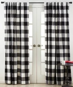 New 🎁 Saro Lifestyle Buffalo Plaid 54 x 84 Cotton Curtains Red 👏