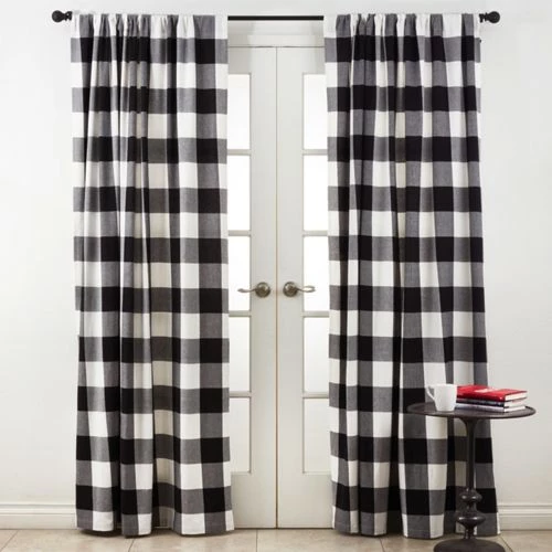 New 🎁 Saro Lifestyle Buffalo Plaid 54 x 84 Cotton Curtains Red 👏