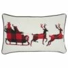 Outlet ⌛ Mina Victory 🎄 Christmas Plaid Santa Sleigh Decorative Throw Pillow ✔️