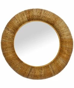 New ⭐ Baywater Living Brown Coastal Style Rattan 35'' x 35'' Wall Mirror ⭐