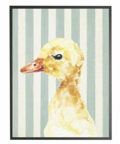 Cheapest 👍 Antique Curiosities Baby Duck with Stripes Small Framed Wall Art Pink 🔥