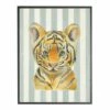 Buy ❤️ Antique Curiosities Baby Tiger with Stripes Small Framed Wall Art Gray 🎉