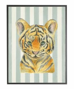 Buy ❤️ Antique Curiosities Baby Tiger with Stripes Small Framed Wall Art Gray 🎉