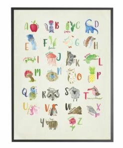 Best deal 🎁 Antique Curiosities Animal Alphabet Small Gray Framed Wall Art Multi ⭐