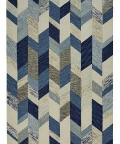 Hot Sale 👏 Feizy Rugs Arazad Chevron Wool Area Rug Blue/Ivory 👏